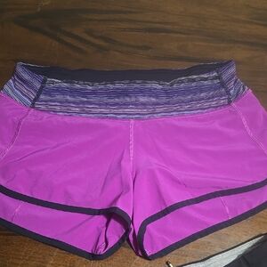 Lululemon Athletica Purple Athletic Shorts with Patterned Waistband